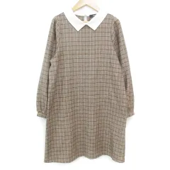 アズノウアズ as know as シャツワンピース ひざ丈 長袖 グラフチェック柄 マルチカラー F 茶 白 ブラウン ホワイト /FF27 ■MOのサムネイル