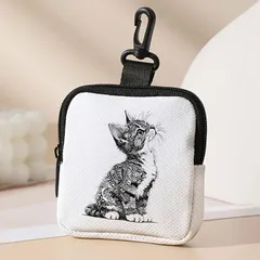ミニポーチ 猫 ネコ 可愛い コインケース 小銭入れ イヤホンケース ミニ財布 レディース ポーチ マルチポーチ 小物入れ おしゃれ カラビナ付き