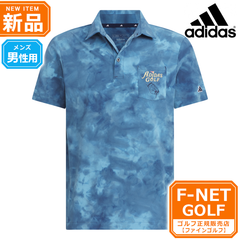 新品 【カレッジネイビー】春 夏 モデル adidas アディダス ゴルフウェア IKK79 PLAYGREEN タイダイプリント ストレッチ ドライ シャツ ポロシャツ [吸汗速乾] （メンズ）☆