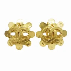 94P 90s vintage シャネル CHANEL ココマーク イヤリング 両耳 フラワーモチーフ ラウンド ゴールド メタル クリップ式 イヤーアクセサリー 1994年 90年代 ヴィンテージ オールド フランス製 金色 ☆L71 レディース