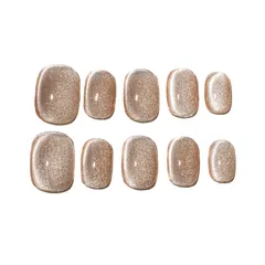 【新着商品】Sun&Beam Nails 手作り ネイルチップ ショート 短め ラウンド 無地 肌色 ベージュ キャットアイ マグネット 人気 おしゃれ 可愛い 付け爪 10枚入 (#95 M)