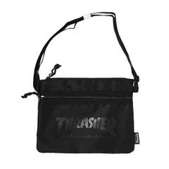 Thrasher (スラッシャー) JP サコッシュ ショルダーバッグ カバン Mag Logo Sacoche SHOULDER MINI BAG Black×Black スケボー SK8 SKATE スケートボード