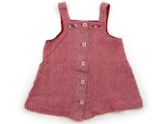  ファミリア familiar ジャンパースカート 80 女の子 赤白ストライプ、お花の刺繍 子供服 ベビー服 キッズ（1342373）