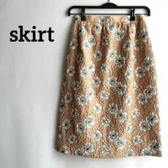 スカートskirtピンク花柄総柄上品高級感膝丈日本製レトロ古着エレガント