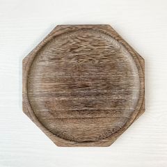 【加茂市のまだまだ使えるもの】木製台座 桐 焼桐 八角 円形 シンプル 軽量 トレー トレイ 鍋敷き