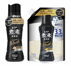 【セット】P＆G　レノア 煮沸レベル　超消臭　抗菌ビーズ MEN ムスクの香り 本体1本(420mL)＋つめかえ用１袋3.3倍(1410mL)　セット　神奈川倉庫