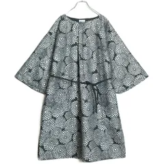 【美品】SOUSOU 高島縮 シャツワンピース レディース 高島縮 20/20 グランシャツワンピース 6分袖／ふくろう