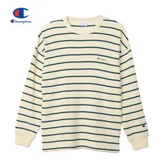 チャンピオン 長袖 Tシャツ C3-A407 ワッフル素材 サーマル ボーダー ロンT アイボリー