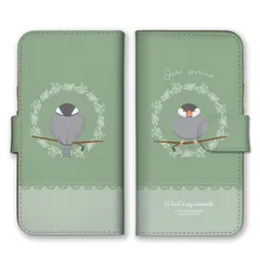 iPhone15ProMax ケース 手帳型 iPhone15 プロマックス スマホケース 携帯ケース 文鳥 白文鳥 サクラブンチョウ シロブンチョウ ハクブンチョウ グッズ 絵 かわいい 可愛い カラー07