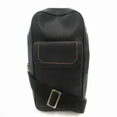 ポールスミス PAUL SMITH ボディバッグ スリングバッグ 斜め掛け レザー 切替 マルチストライプ 黒 ブラック /FT