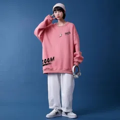 トレーナー レディース スウェット トップス ビッグ シンプル プルオーバー ロゴ ゆったり 秋 秋物 秋服 秋冬 長袖 スウェットトップス おしゃれ かわいい ストリート 韓国ファッション [630]