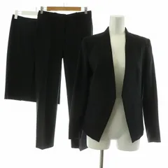 セオリー Theory スーツ ブラックフォーマル セットアップ 3点セット タイトスカート スラックスパンツ ノーカラージャケット ひざ丈 0 黒 01-9904219-050-700 /NQ