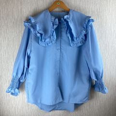 INED シャイニーローン フリル ブラウス ブルー 11号 - メルカリ