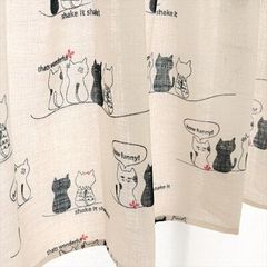 【猫　ネコ柄】カフェカーテン 巾140cm×丈90cm　1枚入り