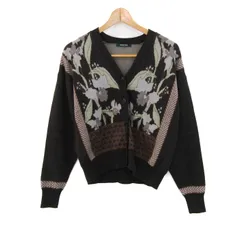 ニコルクラブ カーディガン 長袖 総柄 トップス メンズ ﾌﾘｰサイズ ブラック系 NICOLE CLUB 【中古】