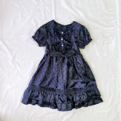 美品 anyFAM エニィファム 女の子 子供用ドレス  ワンピース 120㎝ ネイビー ドット リボン ハート フリル かわいい パフスリーブ 発表会 結婚式 セレモニー  フォーマル 入園式