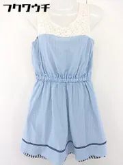 ◇ Rew de Rew ウエストゴム ノースリーブ リバーシブル 膝丈 ワンピース サイズ38 ブルー ホワイト ブラック レディース  【中古】 【1107060018071】