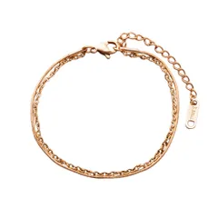 【ピンクゴールド × ワンサイズ】[Cream dot. クリームドット公式] ブレスレット レディースステンレス製 金属アレルギー つけっぱなし サージカルステンレス スネークチェーン 2連 アジャスター 大人のサムネイル