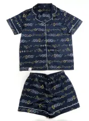 【中古】衣料雑貨 集合 サテンパジャマ(半袖＆ショートパンツ) ネイビー レディースMサイズ 「ちいかわ なんか小さくてかわいいやつ×GU」