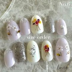 【No.6】押し花ネイル💐🤍