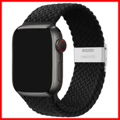 【人気商品】[WOXDECO]コンパチブル Apple Watch バンド ナイロン 一体式 調整可能 42mm 44mm 45mm 49mmに適用 ブラック