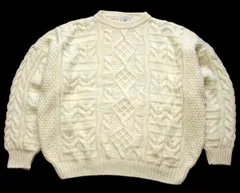 英国製 Celtic Woollens ケーブル編み ウールニット セーター ナチュラル★フィッシャーマン アラン ユーロ オーバーサイズ