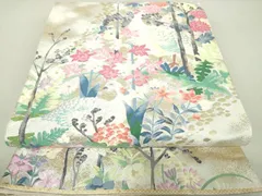 平和屋着物●本加賀友禅作家 百貫華峰 「美しいキモノ」お馴染みのメーカー となみ織物 六通柄袋帯 唐織 花鳥文 金糸 逸品 DAAS3577ps