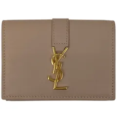イヴ・サンローラン YVES SAINT LAURENT オリガミ タイニーウォレット YSLライン 三つ折り財布 レザー ピンクベージュ 459880 レディース 【中古】