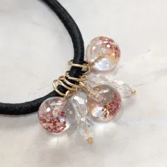 クリアなレジンボールのヘアゴム・ピンク