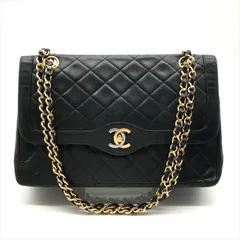 良品 CHANEL シャネル ココマーク マトラッセ ラムスキン パリ限定 ダブルフラップ ダブルチェーン ショルダー バッグ ブラック db21