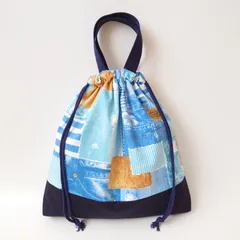 ハンドメイド リバーシブル デニム風 × 星 体操着入れ お着替え袋 巾着バッグ 体操着袋 体操服袋 着替え袋 体操服入れ 着替え入れ 体操服バック 体操服バッグ 体操着バッグ 体操着バック 入学 入園 スター 男の子 女の子 水色 ジーンズ風 パッチワーク風