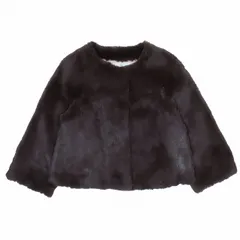 B&Y ユナイテッドアローズ BEAUTY&YOUTH ビューティー&ユース ラビットファー 毛皮 ノーカラー ショートコート アウター 茶色 ブラウン レディース▲C4のサムネイル