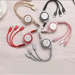 新品　3in1 巻取り　ケーブル　充電ケーブル　巻取り式　iPhone Android GALAXY スマホ　iPad  モバイルバッテリー　モバ充　ケーブル　アクセサリー