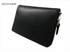 ソルトアンドシュガー 財布 レザー ミドル ウォレット 牛革製 サイフ ラウンドファスナー 二つ折り財布 PI-2882 ブラック