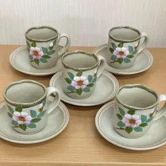【美品】　九谷焼　松山　山茶花　コーヒーカップ ５セット