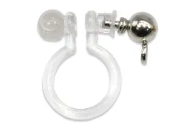 イヤリング パーツ ノンホール ピアス パーツ 樹脂 カン付(シルバー)(10個)