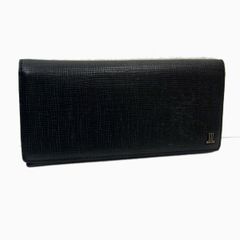 ◇LANVIN COLLECTION 型押しレザー 長財布 ブラック 小銭入れあり ランバン コレクション メンズ