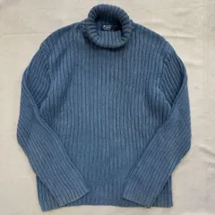 90s Polo by Ralph Lauren ポロ ラルフローレン 無地 タートルネック リブニット セーター 水色 Lサイズ No.E819