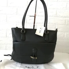 美品　タグ付き　保管品　アニエスべー　トートバッグ　ハンドバッグ　レザー　ブラック　黒　【165】