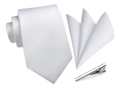 【最短発送】シルバー ネクタイ チーフ セット 結婚式 ビジネス 3点セット ネクタイメンズ タイクリップ 高級 ギフトボックス付き フォーマル 紳士用 礼服用 入学式 [HISDERN] 卒業式 TA-001S