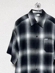 【CALTOP】USA製 ショートスリーブ オンブレチェックシャツ M キャルトップ シャドーチェック 半袖 古着