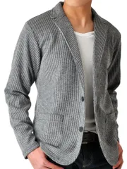 LL_Ａ２１グレーショート丈 (アローナ)ARONA テーラードジャケット メンズ ジャケット シャドーストライプ/YC Ａ２１グレーショート丈 LL