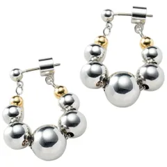 【ミックスゴールド×ピアス】[Cream dot. クリームドット公式] ピアス レディース  フープ 金属アレルギー ニッケルフリー メタルボール パール ミックスカラー 揺れる スフィア キャッチレス 大人 