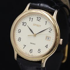 新品ベルト SEIKO スピリット ゴールド文字盤 クォーツ メンズ 5E32 