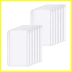 ★即日発送★DFsucces バインダーポケット 6穴 システム手帳ポケット ルーズリーフ 書類ファイリングバッグ ファスナーポケット 小物収納 防水 PVC 透明 整理 紛失防止 ポータブル 一目瞭然 12枚 (透明-A6)