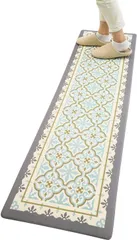 【在庫処分】厚さ10mm 防炎 お手入れ簡単 抗菌 滑り止め おしゃれ 約45cm*180cm 撥水 PVCロング床マット ずれない ット スノーフレーク 拭ける台所マ キッチンマット Ashmore