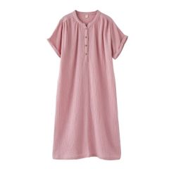 [TDIOSN] パジャマ レディース ワンピース ネグリジェ 二重ガーゼ 半袖 前半開き 柔らか 通気速乾 ルームウェア 入院 産後 マタニティ 母の日 ギフト プレゼント女性 婦人 春夏秋