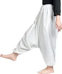 Kurop サルエルパンツ ガウチョパンツ ワイドパンツ タイパンツ ダンスウェア( ホワイト,  Free Size)