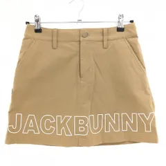 ★値下げ★【美品】ジャックバニー スカート ベージュ ビッグロゴプリント レディース 0(S) ゴルフウェア Jack Bunny