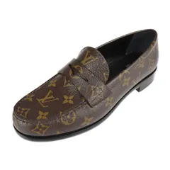 LOUIS VUITTON ルイ ヴィトン ローファー モノグラムキャンバス ブラウン チェスライン フラットシューズ 参考サイズ約27.5cm ビトン 【本物保証】